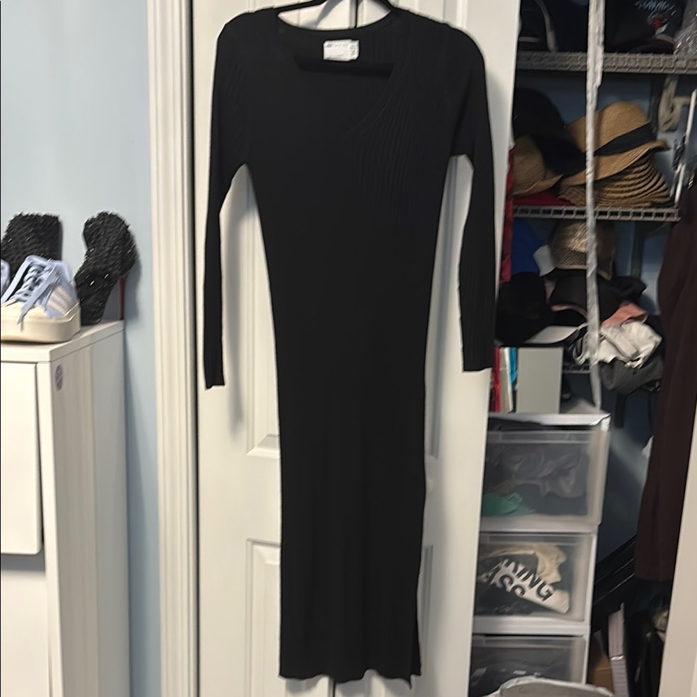 Maternity ASOS Design Black Long Sleeve Sweater Dress Stretchy Size 4